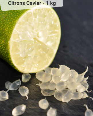 Citrons Caviar "Faustrime", billes nacrées jaune remplies de peps